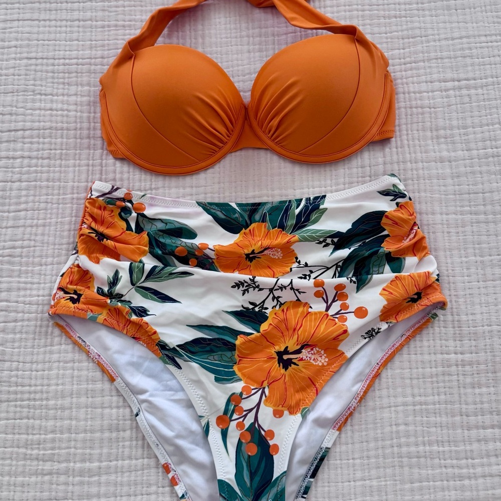 Orange Floral Bikini Set
